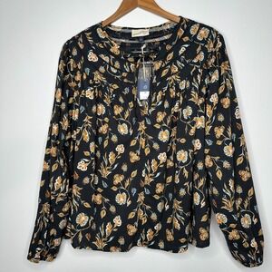 Universal thread Peasant Top Size XL Dark Gray Floral Cottagecore
